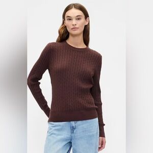 Gap Cashsoft Cable-knit Crew-Neck Pullover Espresso Sweater XXL NWT